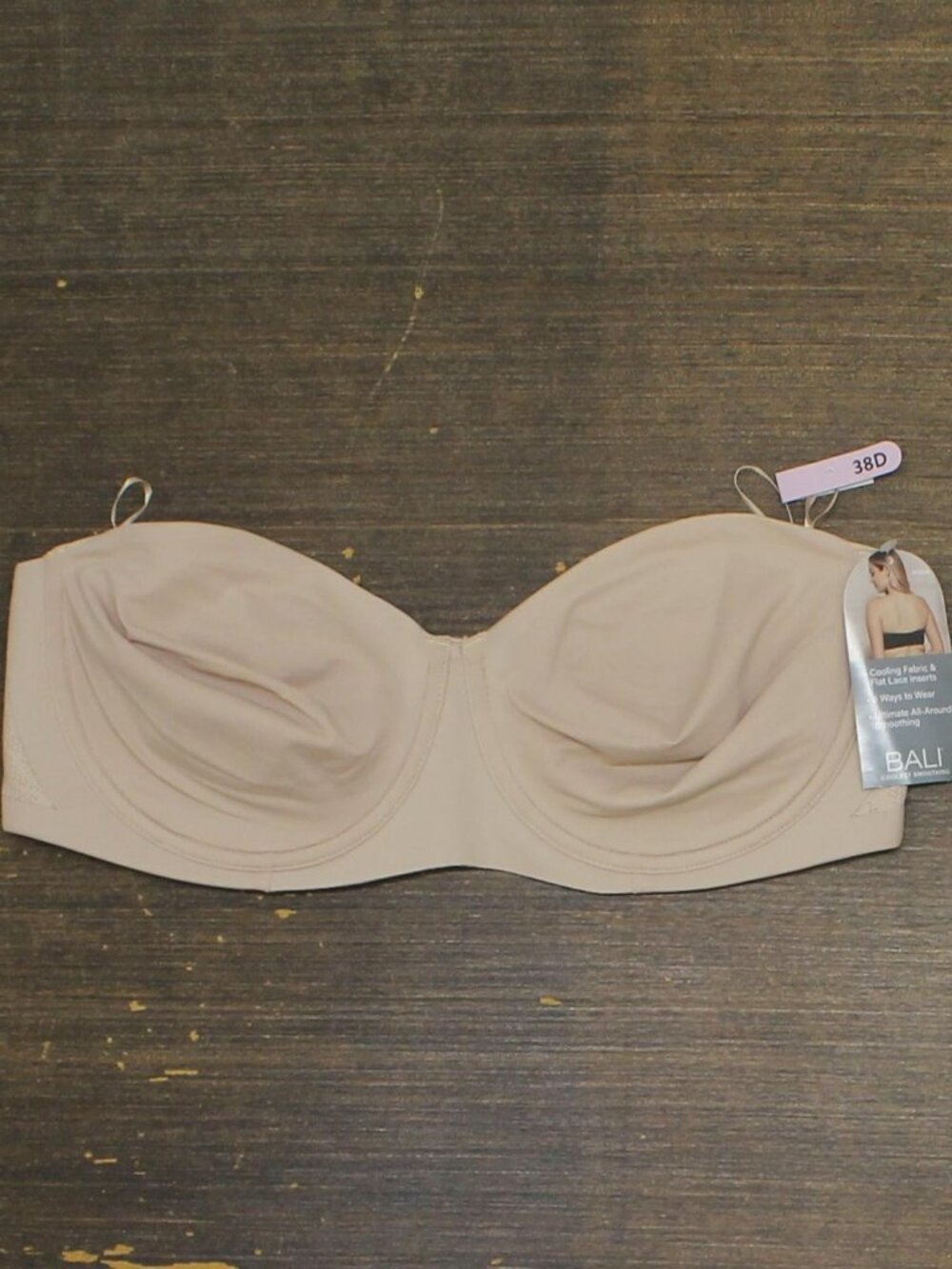 Bali Brown Coolest Smoothing Strapless Minimizer Bra Beige 38D